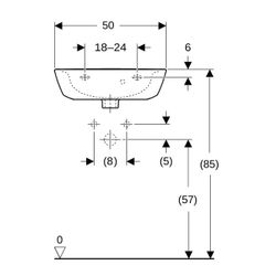 Geberit Renova Handwaschbecken, asymmetrischem Überlauf, 50x17,3x40cm, Hahnloch mitt... GEBERIT-500376018 4025416220701 (Abb. 1)