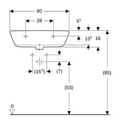 Geberit Renova Waschtisch, Breite 60cm, Tiefe 48cm, Hahnloch mittig, Überlauf sichtb... GEBERIT-500370011 4025416768852 (Abb. 1)