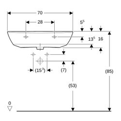 Geberit Renova Waschtisch, Breite 70cm, Tiefe 52cm, Hahnloch mittig, Überlauf sichtb... GEBERIT-500373011 4025416429388 (Abb. 1)