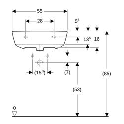 Geberit Renova Waschtisch, Breite 55cm, Tiefe 45cm, ohne Hahnloch, ohne Überlauf, We... GEBERIT-500598011 4025416221647 (Abb. 1)