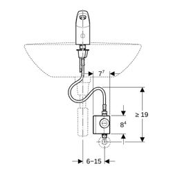 Geberit Typ 185 Waschtischarmatur Generatorbetrieb, Hochglanz verchromt, ohne Mische... GEBERIT-116335211 4025416149392 (Abb. 1)