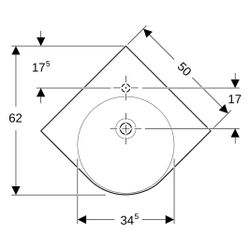 Geberit Renova Compact Eckwaschtisch, Breite 69,5cm, Tiefe 61,5cm, Hahnloch mittig, ... GEBERIT-226150600 4022009329186 (Abb. 1)