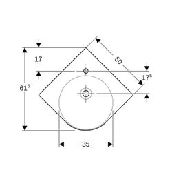 Geberit Renova Compact Eckwaschtisch, Breite 69,5cm, Tiefe 61,5cm, Hahnloch mittig, ... GEBERIT-226150000 4022009327267 (Abb. 1)