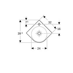 Geberit Renova Compact Eckhandwaschbecken, Breite 45cm, Tiefe 39,5cm, Hahnloch mitti... GEBERIT-276132600 4022009329841 (Abb. 1)