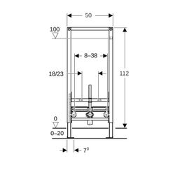 Geberit Duofix Element für Bidet, 112cm, für Trockenbau, universell Breite 50cm, Tie... GEBERIT-111510001 4025416445463 (Abb. 1)