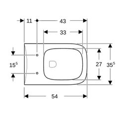 Geberit Renova Plan Wand-WC Tiefspüler, Rimfree Tiefe 54cm, Weiß/KeraTect... GEBERIT-202170600 4022009334944 (Abb. 1)