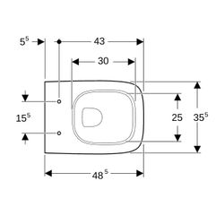 Geberit Renova Compact Square Wand-WC Tiefspüler, verkürzte Ausladung Tiefe 48,5cm, ... GEBERIT-206145000 4022009327403 (Abb. 1)
