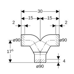 Geberit Silent db20 Hosenabzweig 2x90 Grad d 90mm, d1 90mm... GEBERIT-308480141 4025416827153 (Abb. 1)