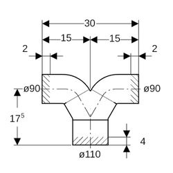 Geberit Silent db20 Hosenabzweig 2x90 Grad Außendurchmesser 110mm... GEBERIT-310481141 4025410603340 (Abb. 1)