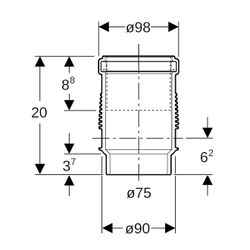 Geberit Silent db20 Langmuffe mit Doppelbund Außendurchmesser 75mm... GEBERIT-307012141 4025416143758 (Abb. 1)