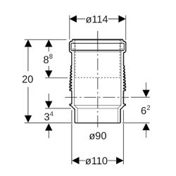 Geberit Silent db20 Langmuffe mit Doppelbund Außendurchmesser 90mm... GEBERIT-308012141 4025416143765 (Abb. 1)