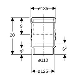 Geberit Silent db20 Langmuffe mit Doppelbund Außendurchmesser 110mm... GEBERIT-310012141 4025416143772 (Abb. 1)
