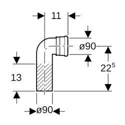 Geberit PE Anschlussbogen 90 Grad für Wand-WC Außendurchmesser 90mm... GEBERIT-366061161 4025416028925 (Abb. 1)