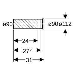 Geberit PE Anschlussstutzen mit Steckmuffe, für Wand-WC Außendurchmesser 90mm... GEBERIT-366887161 4025416030232 (Abb. 1)