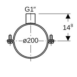 Geberit Rohrschelle mit Gewindemuffe G 1" di 200mm, G 1″... GEBERIT-370840001 4025416035909 (Abb. 1)