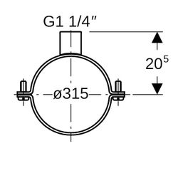 Geberit Rohrschelle mit Gewindemuffe Rohrgewinde 1 1/4 d315... GEBERIT-372841001 4025410521446 (Abb. 1)