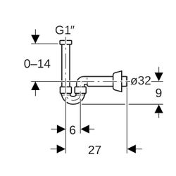 Geberit Siphon Rohrbogengeruchsverschluss für Waschbecken, Bidet, Abgang horizontal ... GEBERIT-151113111 4025416016458 (Abb. 1)