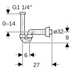 Geberit Siphon Rohrbogengeruchsverschluss für Waschbecken, Bidet, Abgang horizontal ... GEBERIT-151113111 4025416016458 (Abb. 1)