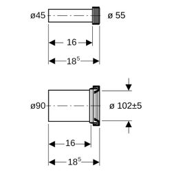 Geberit Anschlussset für Wand-WC, Länge 18,5cm Außendurchmesser 90mm, Alpinweiß... GEBERIT-152426111 4025416826279 (Abb. 1)