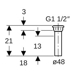 Geberit Anschlussstutzen mit Innengewinde, flacher Dichtungsrand Außendurchmesser 48... GEBERIT-152141161 4025416017639 (Abb. 1)