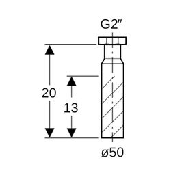 Geberit Anschlussstutzen mit Überwurfmutter, d 50mm, DN 50, G 2", Höhe 20cm, Schwarz... GEBERIT-152114161 4025416017424 (Abb. 1)