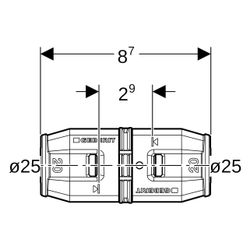 Geberit PushFit Kupplung Außendurchmesser 25mm... GEBERIT-652500001 4025416714606 (Abb. 1)