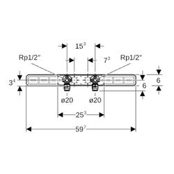 Geberit PushFit Anschlusswinkel 90 Grad vormontiert, zweifach, d 20mm, Rotguss... GEBERIT-651289001 4025416957966 (Abb. 1)