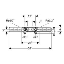 Geberit PushFit Anschlusswinkel 90 Grad vormontiert, zweifach, d 20mm, Rotguss... GEBERIT-651289001 4025416957966 (Abb. 1)