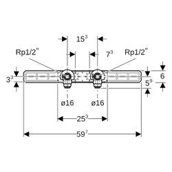 Geberit PushFit Anschlusswinkel 90 Grad vormontiert, 2-fach, schallgedämmt, d 16mm, ... GEBERIT-650290001 4025416957928 (Abb. 1)