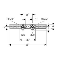 Geberit PushFit Anschlusswinkel 90 Grad vormontiert, zweifach, schallgedämmt, d 20mm... GEBERIT-651290001 4025416957973 (Abb. 1)