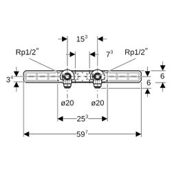 Geberit PushFit Anschlusswinkel 90 Grad vormontiert, zweifach, schallgedämmt, d 20mm... GEBERIT-651290001 4025416957973 (Abb. 1)