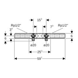 Geberit PushFit Anschlusswinkel 90 Grad vormontiert, zweifach, Messing d 20mm, Messi... GEBERIT-651299001 4025416719304 (Abb. 1)