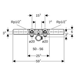 Geberit PushFit Anschlusswinkel 90 Grad vormontiert zweifach Ablaufrohrschelle d 20m... GEBERIT-651288001 4025416957959 (Abb. 1)