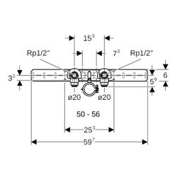 Geberit PushFit Anschlusswinkel 90 Grad vormontiert, zweifach, Ablaufrohrschelle, CW... GEBERIT-651298001 4025416719274 (Abb. 1)