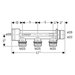 Geberit Verteiler mit Steckanschluss, Verteilerabgang für Schnellkupplung CW617N, da... GEBERIT-653423001 4025416722755 (Abb. 1)