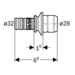 Geberit Mepla Übergang auf Verteiler mit Steckanschluss CW617N, d 32mm, da 28mm... GEBERIT-653444001 4025416723073 (Abb. 1)