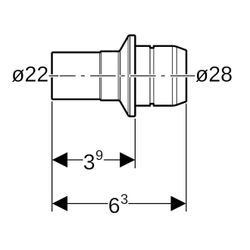 Geberit Mapress Übergang auf Verteiler mit Steckanschluss, Einschubende, d 22mm, da ... GEBERIT-653454001 4025416723127 (Abb. 1)