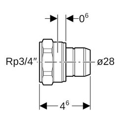 Geberit Übergang auf Verteiler mit Steckanschluss, Innengewinde, Rp 3/4″, da 28mm, R... GEBERIT-653432001 4025416722786 (Abb. 1)
