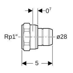 Geberit Übergang auf Verteiler mit Steckanschluss, Innengewinde, Rp 1″, da 28mm, Rot... GEBERIT-653433001 4025416722816 (Abb. 1)