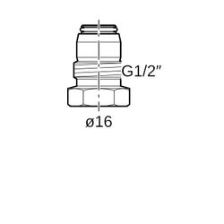 Geberit Anschlussverschraubung mit Außengewinde, Danfoss CW617N, d 16mm, G 1/2″, ver... GEBERIT-650513221 4025416711254 (Abb. 1)