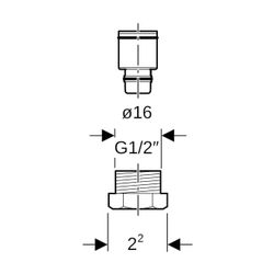 Geberit Anschlussverschraubung mit Außengewinde, Heimeier CW617N, d 16mm, G 1/2″, ve... GEBERIT-650515221 4025416726739 (Abb. 1)
