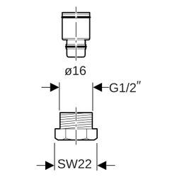 Geberit Anschlussverschraubung mit Außengewinde, Heimeier CW617N, D 16mm, G 1/2", ve... GEBERIT-650515221 4025416726739 (Abb. 1)
