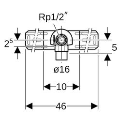 Geberit Mepla Anschlusswinkel 90 Grad vormontiert, einfach, D 16mm, Rp 1/2", L1 5,2c... GEBERIT-601785005 4025416700166 (Abb. 1)