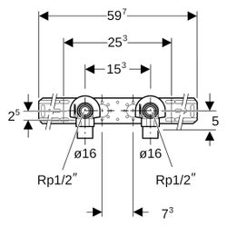 Geberit Mepla Anschlusswinkel 90 Grad vormontiert, zweifach D 16mm, AD 15,3cm... GEBERIT-601781005 4025416700173 (Abb. 1)