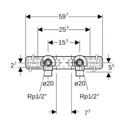 Geberit Mepla Anschlusswinkel 90 Grad vormontiert, zweifach d 20mm, AD 15,3cm... GEBERIT-602781005 4025416700098 (Abb. 1)