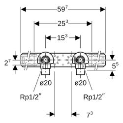Geberit Mepla Anschlusswinkel 90 Grad vormontiert, zweifach D 20mm, AD 15,3cm... GEBERIT-602781005 4025416700098 (Abb. 1)