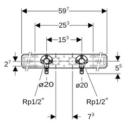 Geberit Mepla Anschlusswinkel 90 Grad vormontiert, zweifach D 20mm, AD 15,3cm, DN 15... GEBERIT-602780005 4025416700197 (Abb. 1)