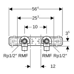 Geberit Anschlusswinkel 90 Grad mit Außengewinde MF 1/2" vormontiert zweifach RMF 1/... GEBERIT-632853002 4025410760104 (Abb. 1)