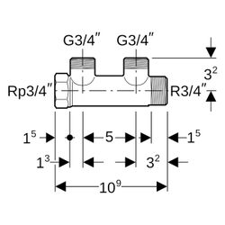 Geberit Verteiler mit Gewindeanschluss, Verteilerabgang für Eurokonus, R 3/4″, G 3/4... GEBERIT-602422001 4025416829775 (Abb. 1)