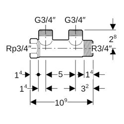 Geberit Verteiler mit Gewindeanschluss, Verteilerabgang für Eurokonus, CW617N, R 3/4... GEBERIT-612422001 4025416802761 (Abb. 1)